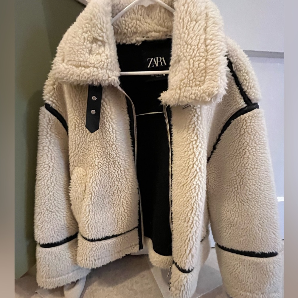 Zara shearling moto jacket